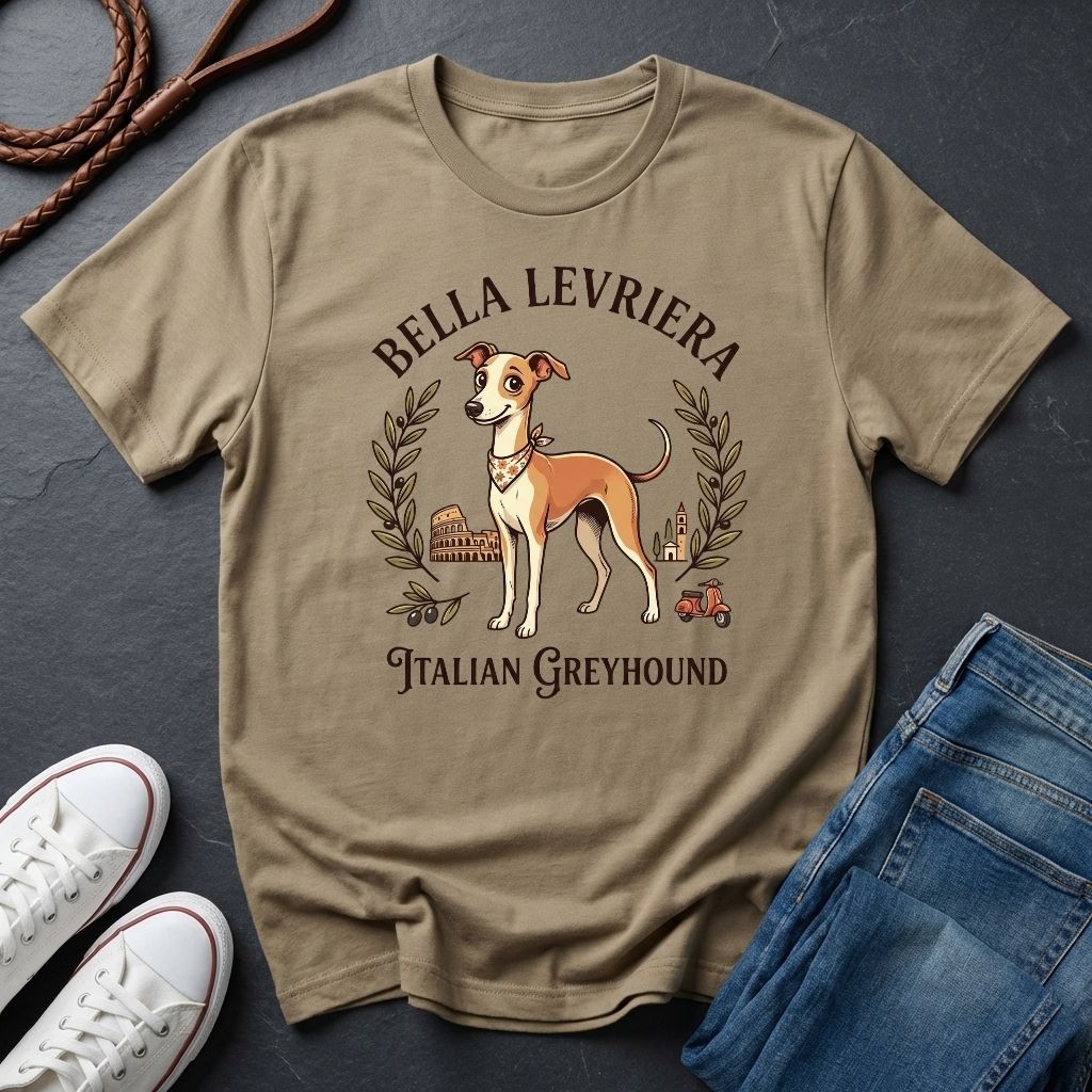 "Bella Levriera" Italian Greyhound Vintage Graphic T-Shirt