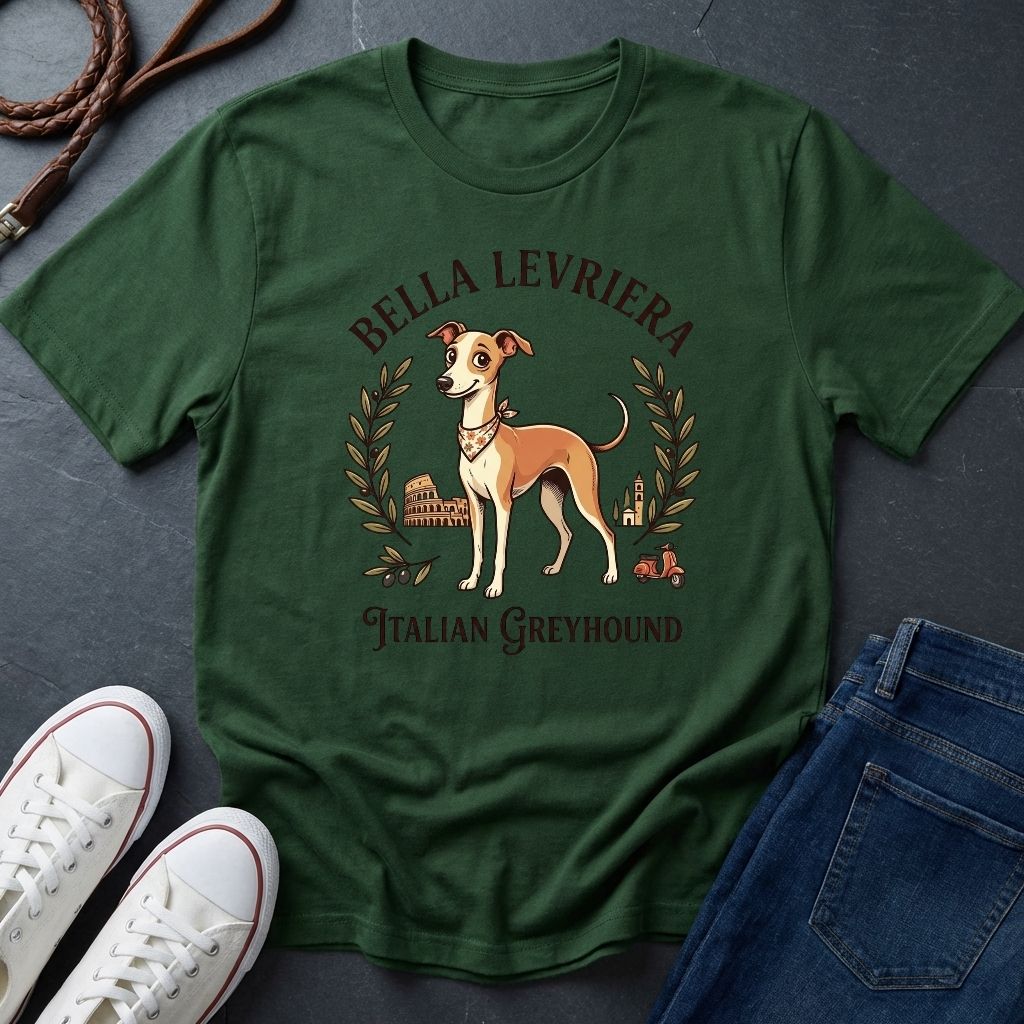 "Bella Levriera" Italian Greyhound Vintage Graphic T-Shirt