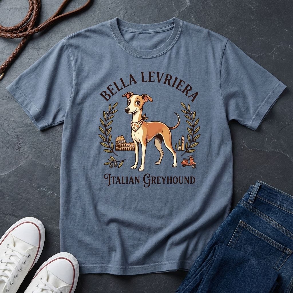 "Bella Levriera" Italian Greyhound Vintage Graphic T-Shirt