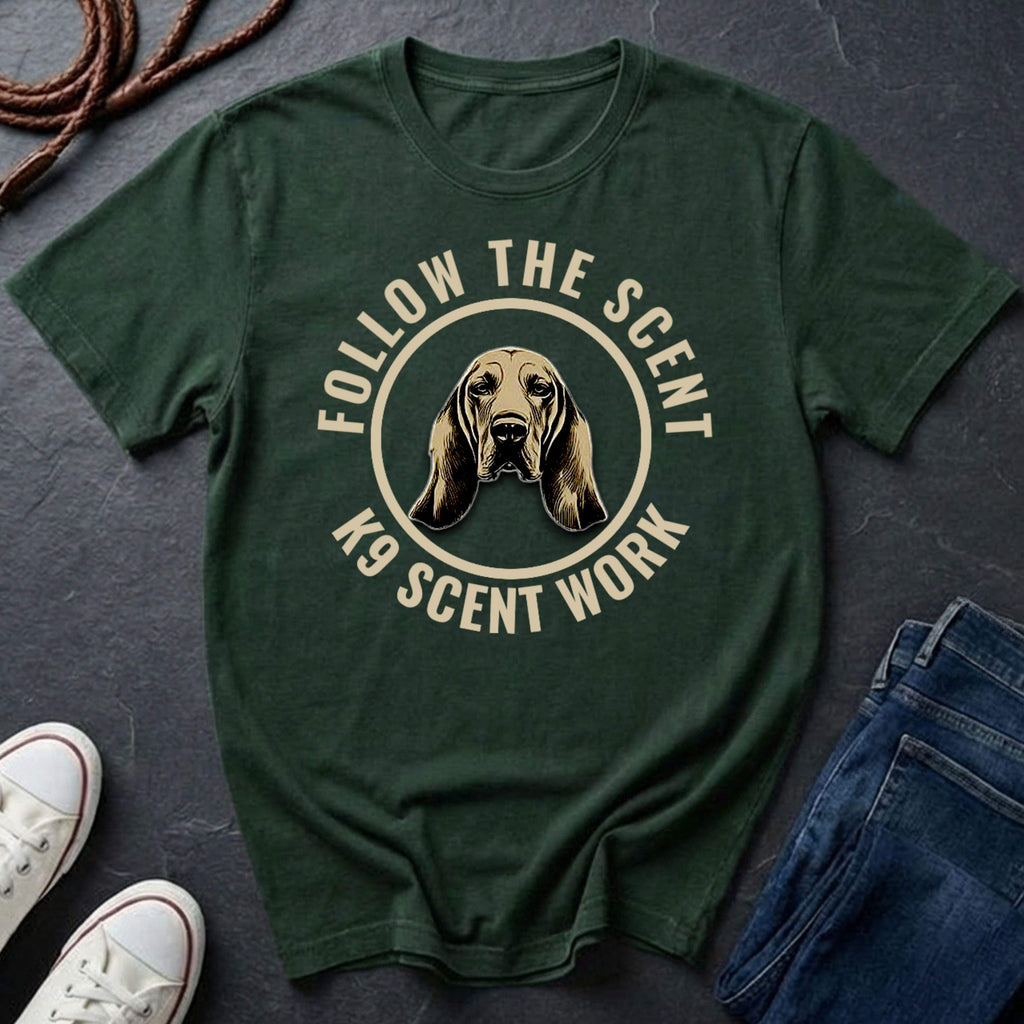 Bloodhound Shirt – Follow The Scent – K9 Scent Work Comfort Colors Tee