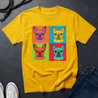 French Bulldog Pop Art Shirt, Warhol Style Frenchie Tee, Colorful 4 Panel Dog Graphic, Comfort Colors 1717