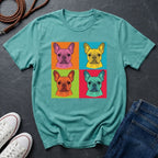 French Bulldog Pop Art Shirt, Warhol Style Frenchie Tee, Colorful 4 Panel Dog Graphic, Comfort Colors 1717