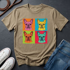 French Bulldog Pop Art Shirt, Warhol Style Frenchie Tee, Colorful 4 Panel Dog Graphic, Comfort Colors 1717