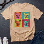 French Bulldog Pop Art Shirt, Warhol Style Frenchie Tee, Colorful 4 Panel Dog Graphic, Comfort Colors 1717