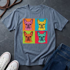 French Bulldog Pop Art Shirt, Warhol Style Frenchie Tee, Colorful 4 Panel Dog Graphic, Comfort Colors 1717