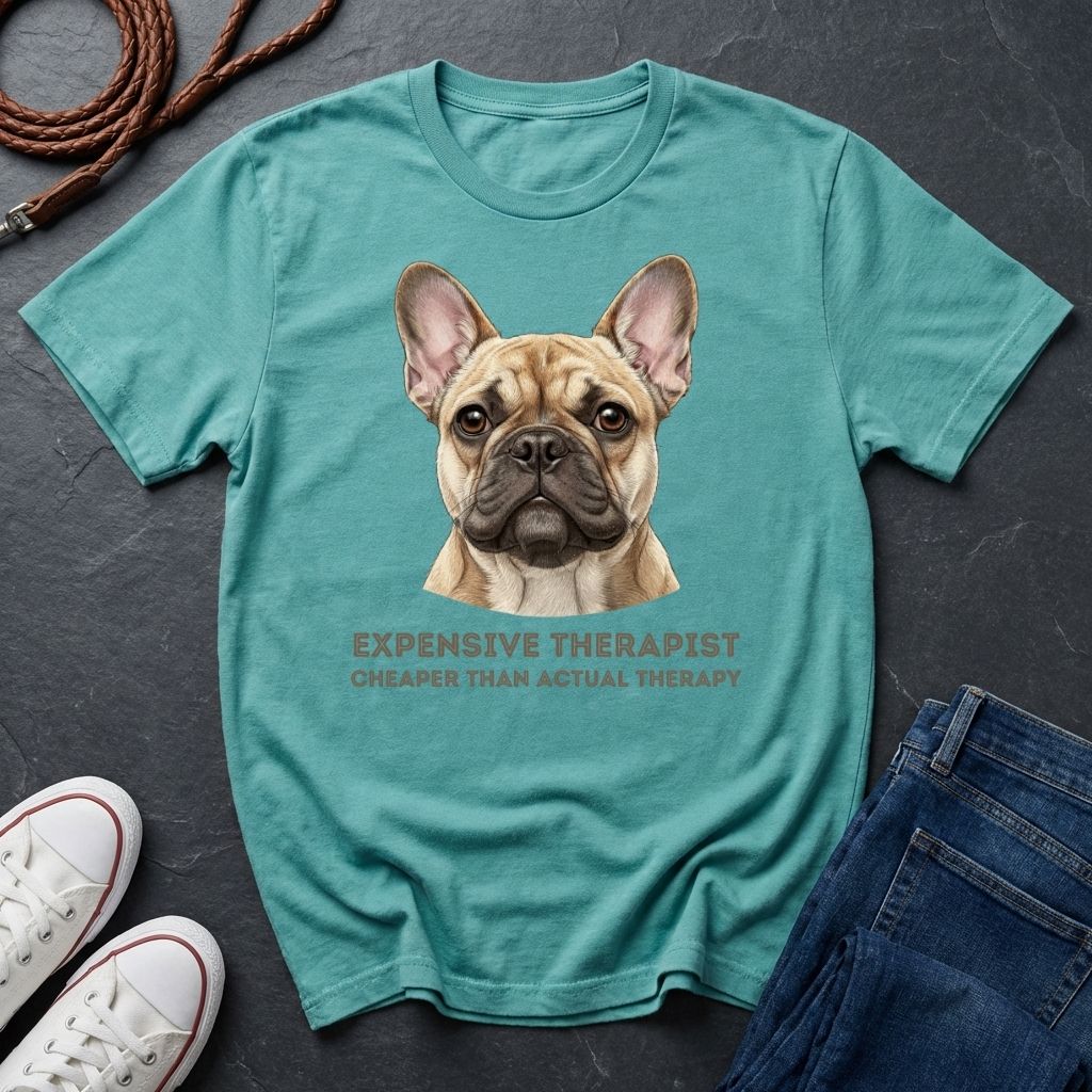 French Bulldog T-Shirt | Expensive Therapist Cheaper Than Actual Therapy | Dog Lover Gift