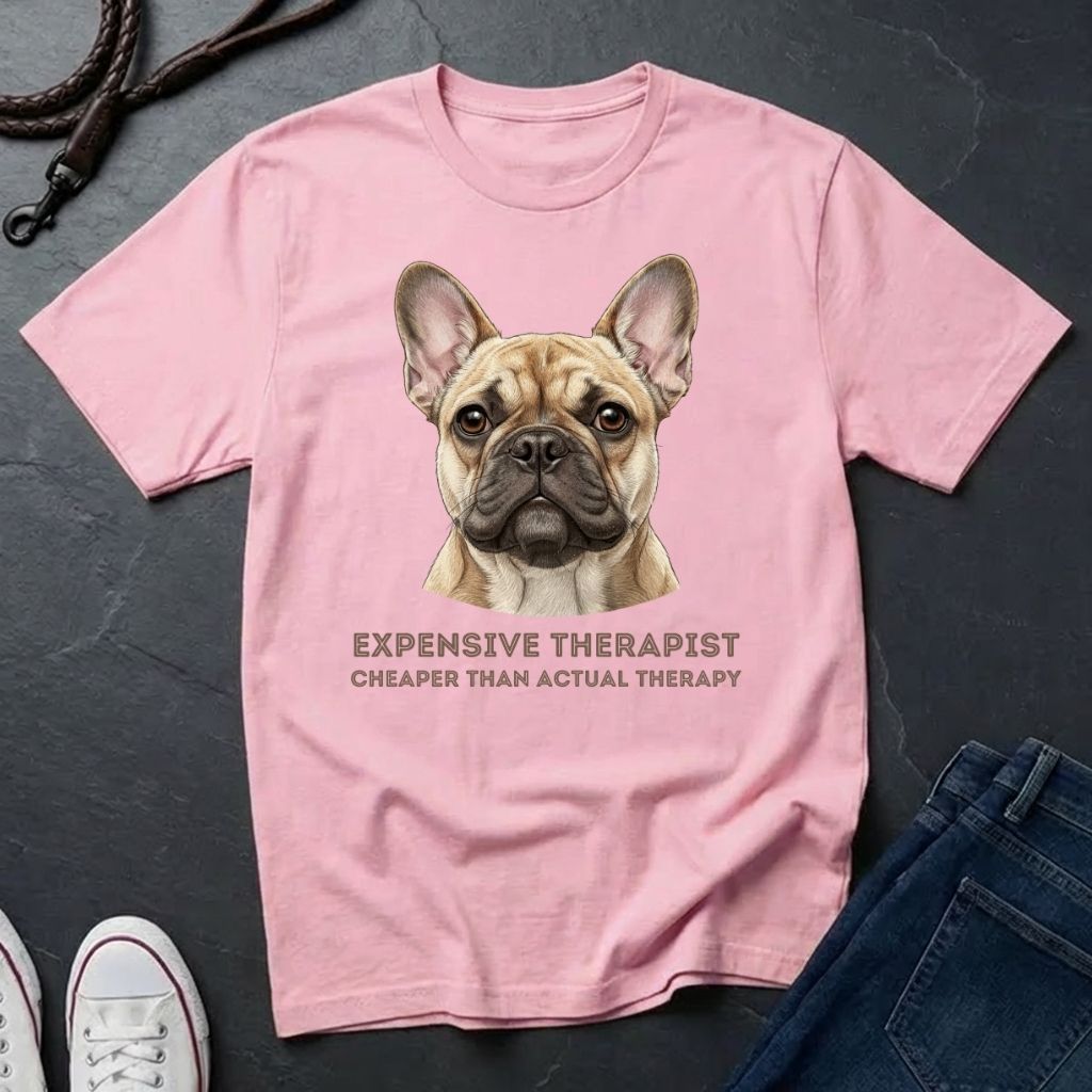 French Bulldog T-Shirt | Expensive Therapist Cheaper Than Actual Therapy | Dog Lover Gift
