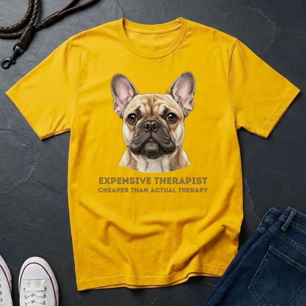 French Bulldog T-Shirt | Expensive Therapist Cheaper Than Actual Therapy | Dog Lover Gift