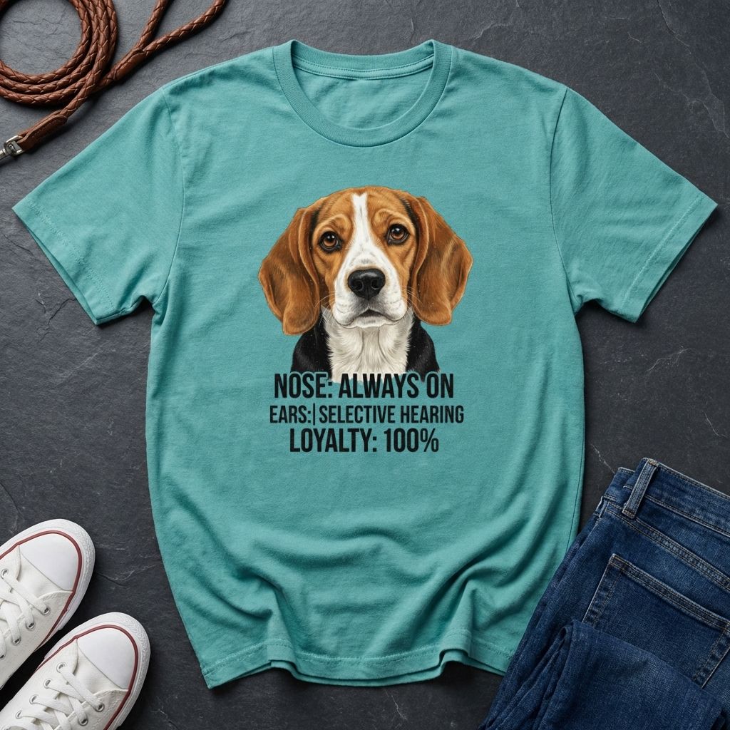 Beagle T-Shirt | Nose Always On Ears Selective Hearing Loyalty 100% | Dog Lover Gift