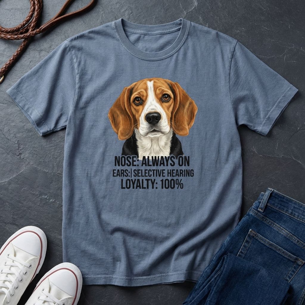 Beagle T-Shirt | Nose Always On Ears Selective Hearing Loyalty 100% | Dog Lover Gift