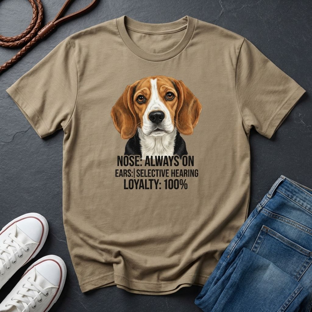 Beagle T-Shirt | Nose Always On Ears Selective Hearing Loyalty 100% | Dog Lover Gift