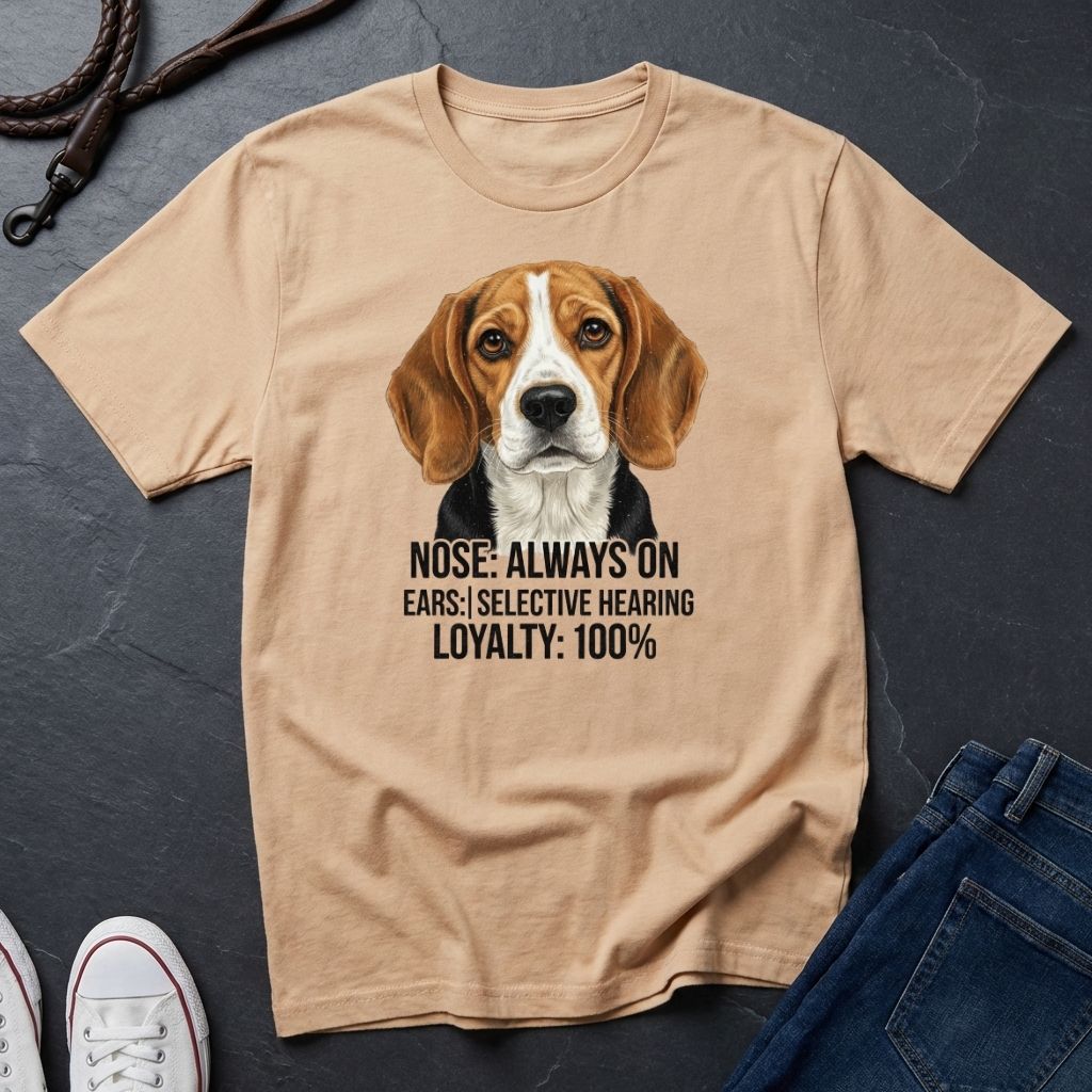 Beagle T-Shirt | Nose Always On Ears Selective Hearing Loyalty 100% | Dog Lover Gift