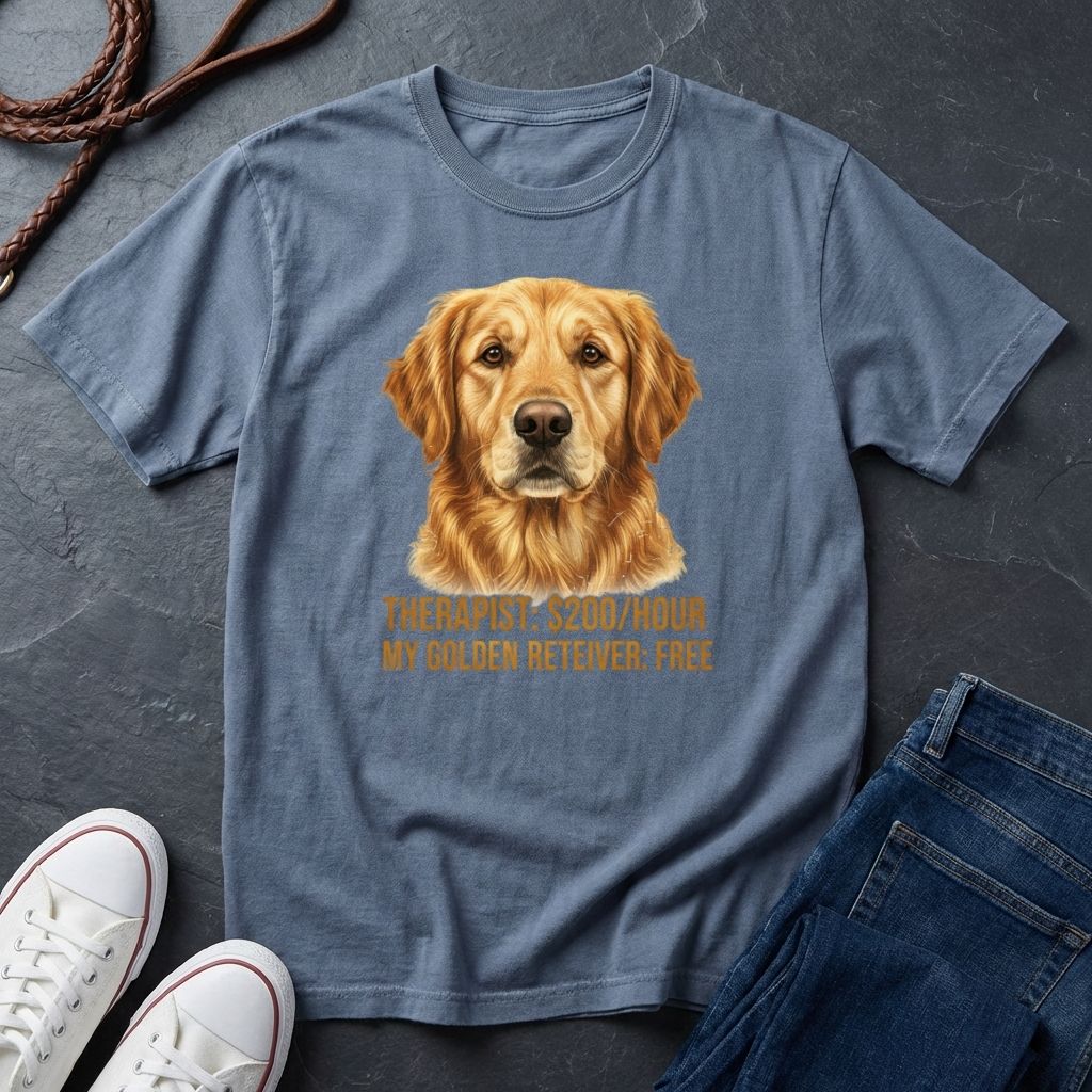Golden Retriever T-Shirt | Therapist $200/Hour My Golden Retriever Free | Dog Lover Gift