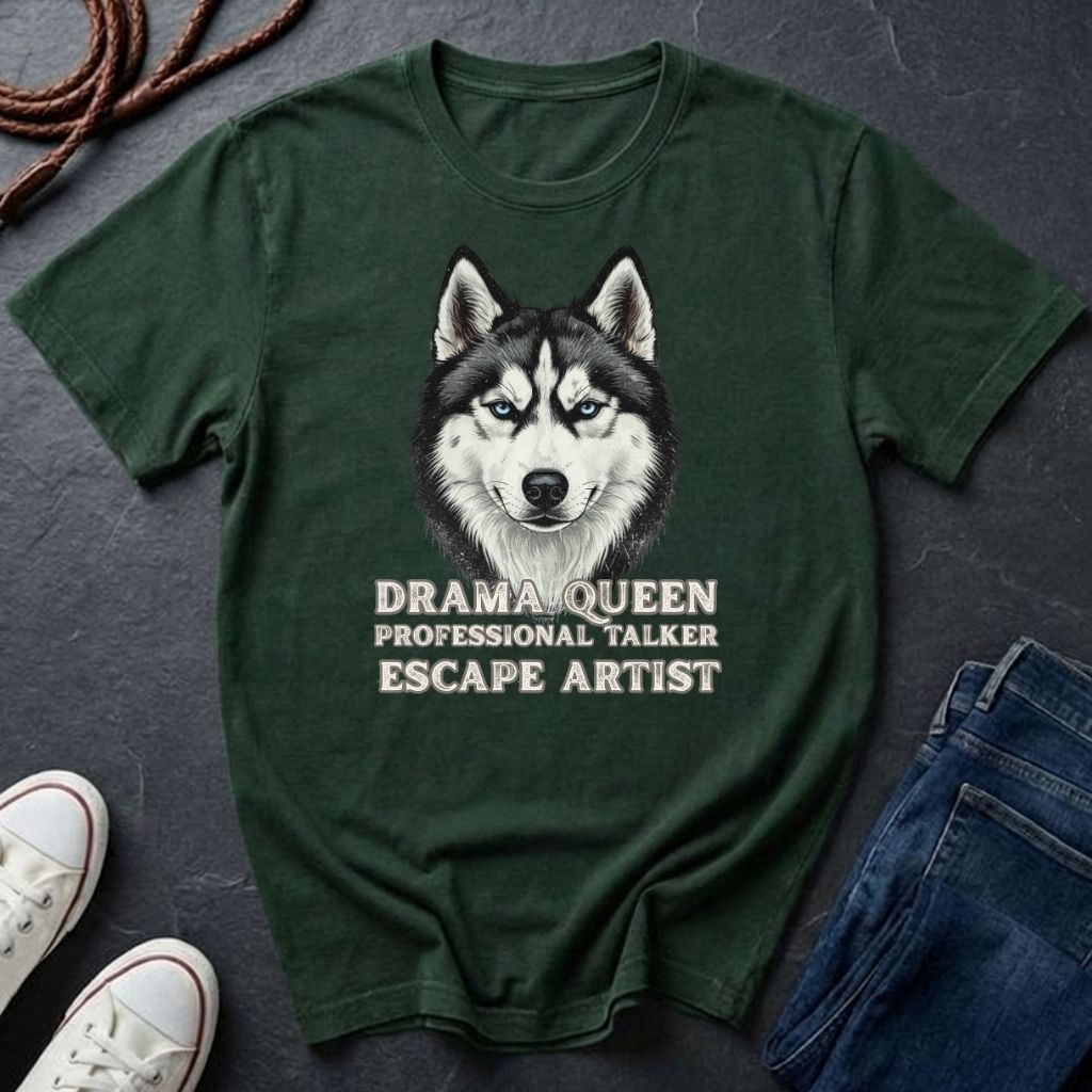 Husky T-Shirt | Drama Queen Professional Talker Escape Artist | Dog Lover Gift