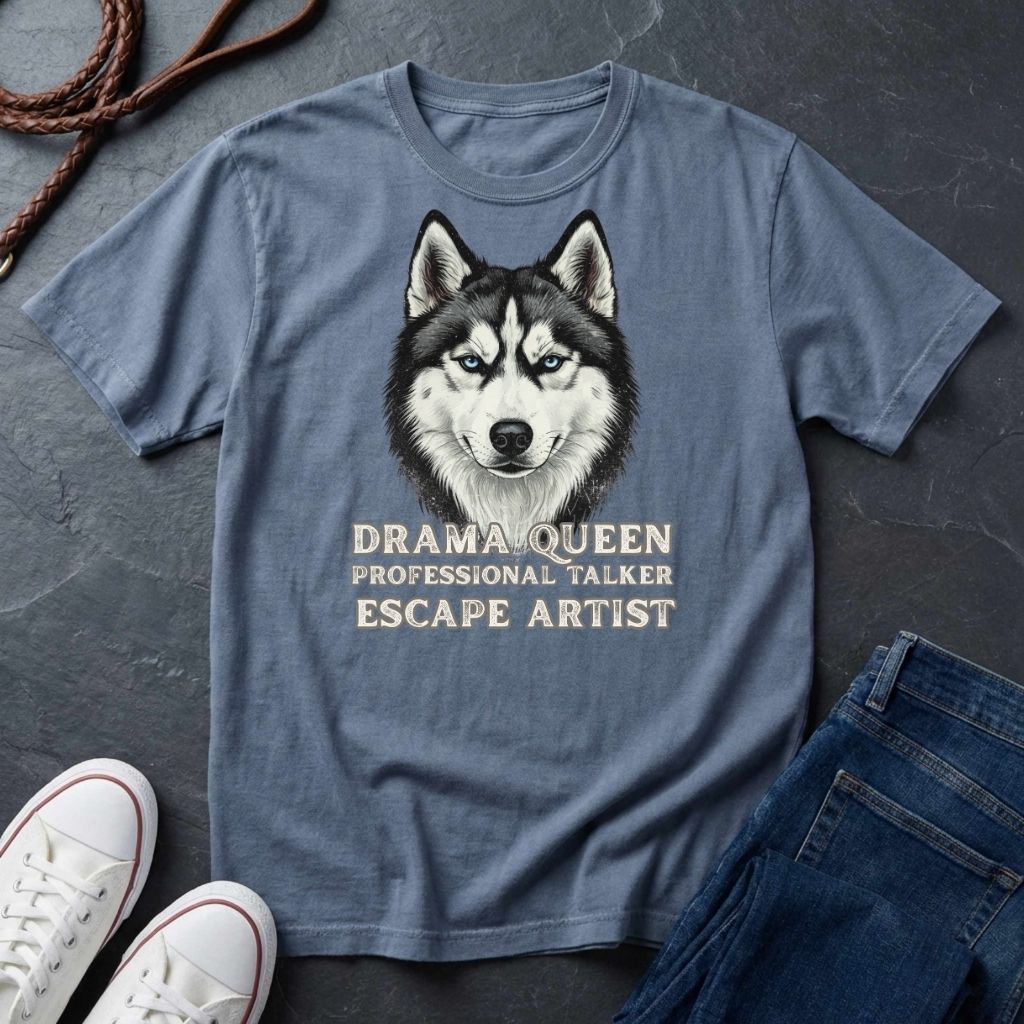 Husky T-Shirt | Drama Queen Professional Talker Escape Artist | Dog Lover Gift
