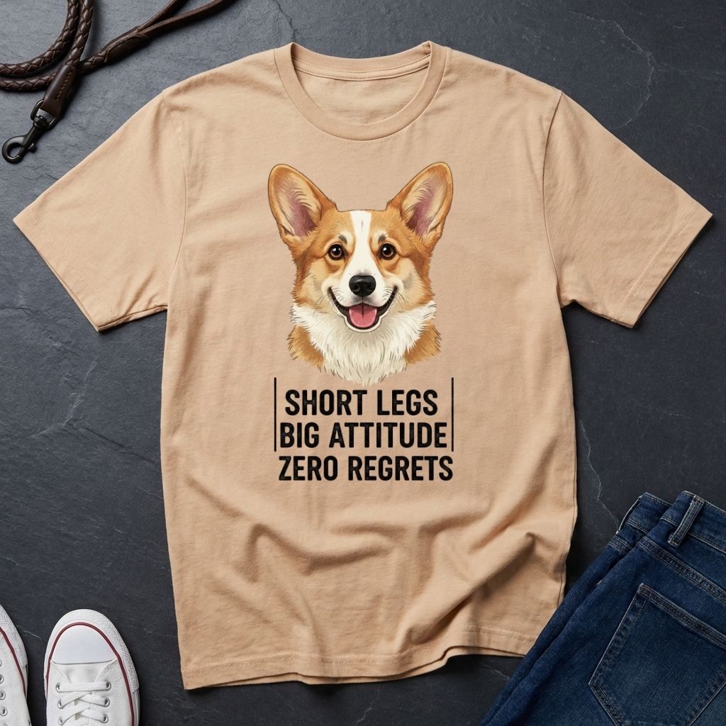 Corgi T-Shirt | Short Legs Big Attitude Zero Regrets | Dog Lover Gift
