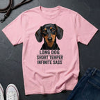 Dachshund T-Shirt | Long Dog Short Temper Infinite Sass | Dog Lover Gift