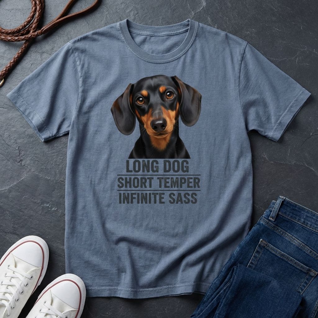 Dachshund T-Shirt | Long Dog Short Temper Infinite Sass | Dog Lover Gift