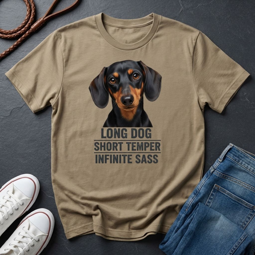 Dachshund T-Shirt | Long Dog Short Temper Infinite Sass | Dog Lover Gift