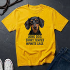 Dachshund T-Shirt | Long Dog Short Temper Infinite Sass | Dog Lover Gift