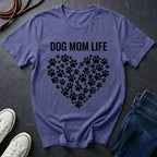 Dog Mom Life Shirt - Paw Print Heart Design - Comfort Colors Dog Lover Gift Tee