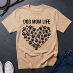 Dog Mom Life Shirt - Paw Print Heart Design - Comfort Colors Dog Lover Gift Tee