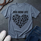 Dog Mom Life Shirt - Paw Print Heart Design - Comfort Colors Dog Lover Gift Tee