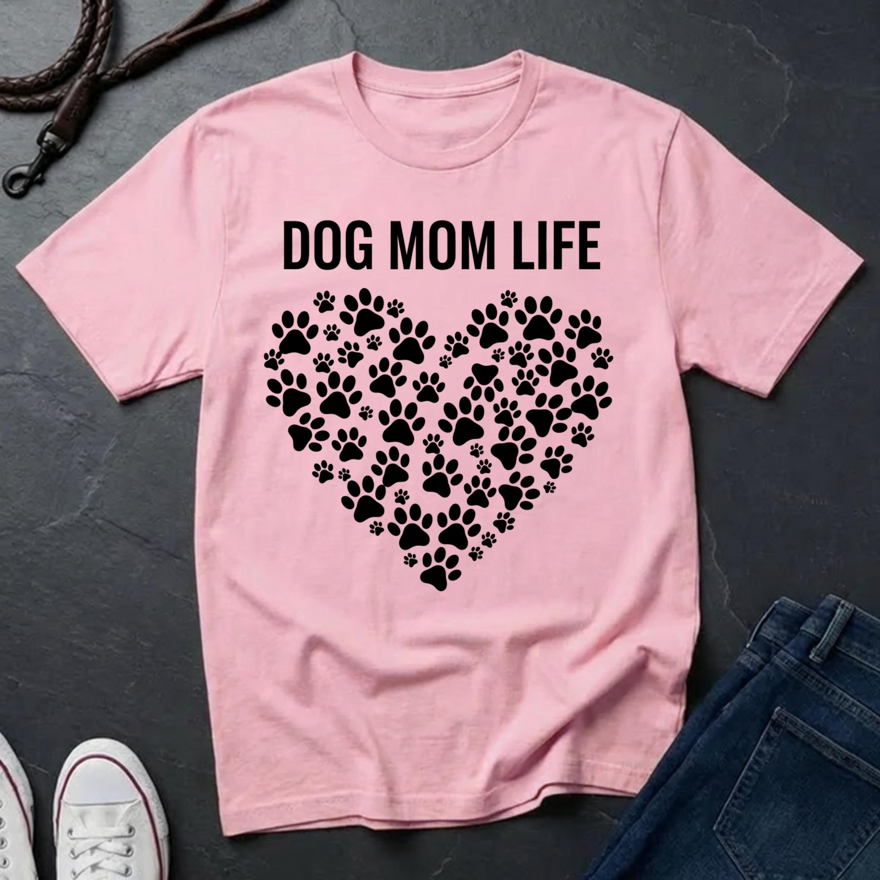 Dog Mom Life Shirt - Paw Print Heart Design - Comfort Colors Dog Lover Gift Tee