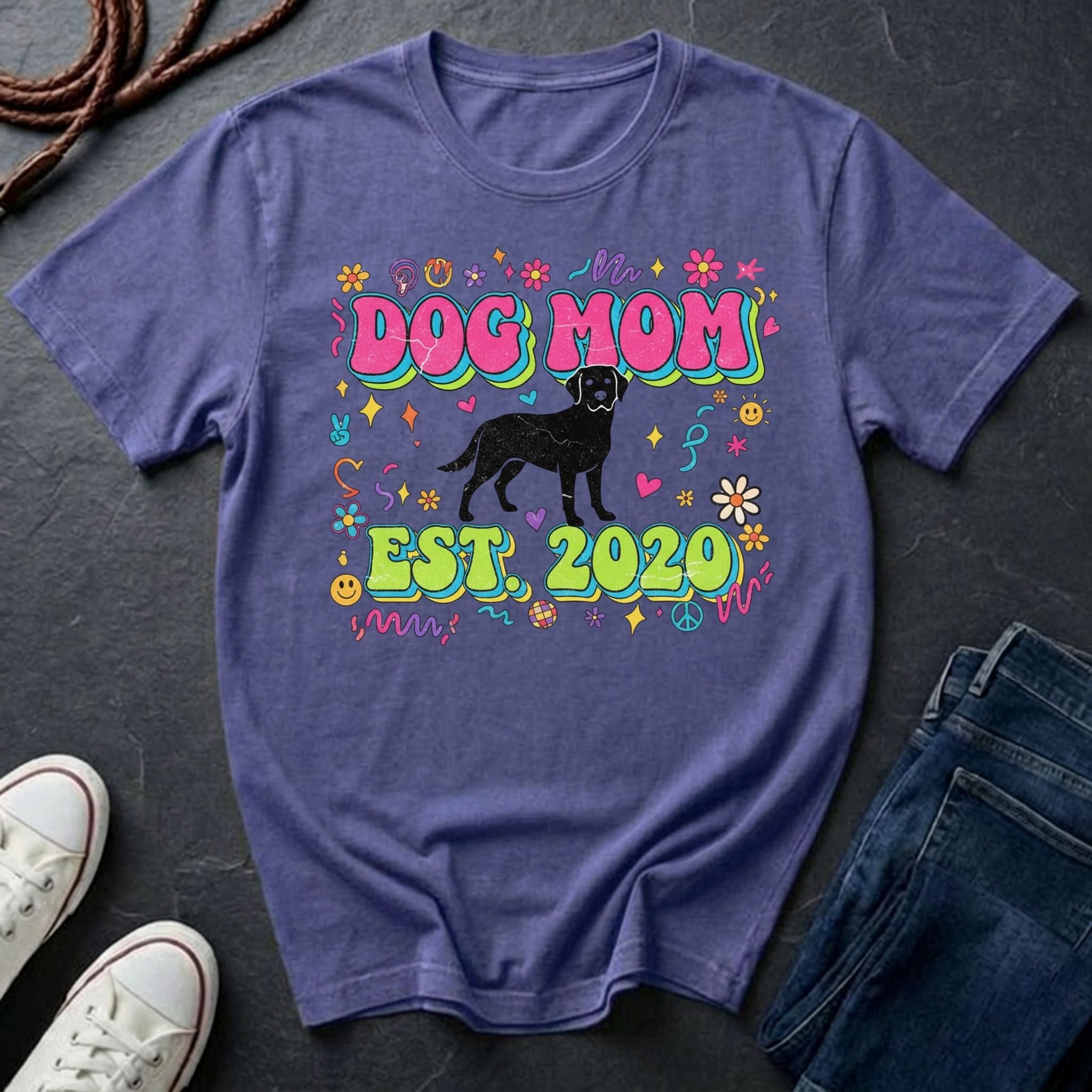 Dog Mom EST. 2020 Shirt - Retro Groovy Design - Premium Comfort Colors - Free Worldwide Shipping
