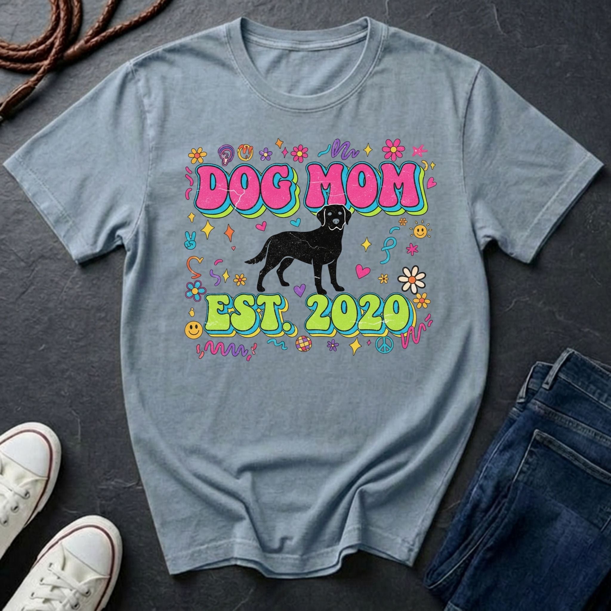 Dog Mom EST. 2020 Shirt - Retro Groovy Design - Premium Comfort Colors - Free Worldwide Shipping