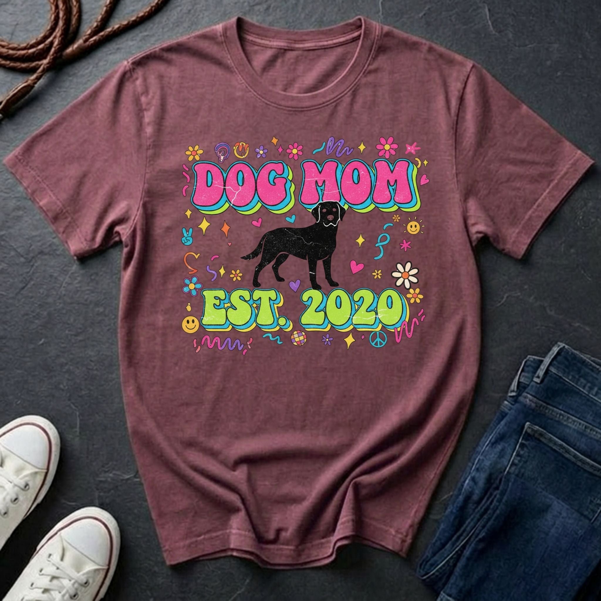 Dog Mom EST. 2020 Shirt - Retro Groovy Design - Premium Comfort Colors - Free Worldwide Shipping
