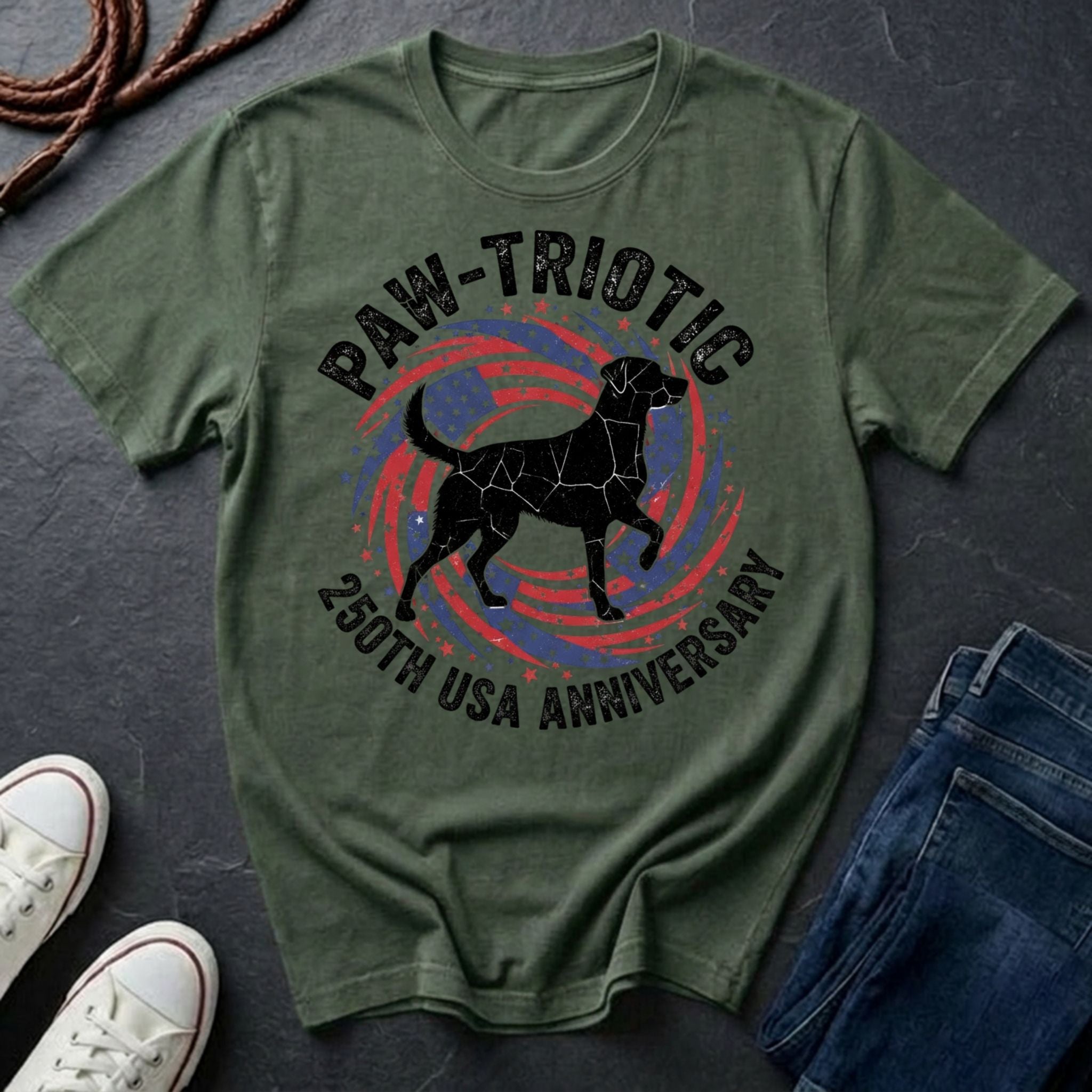 Paw-triotic 250th USA Anniversary Dog Shirt - Premium Patriotic Tee for Dog Lovers