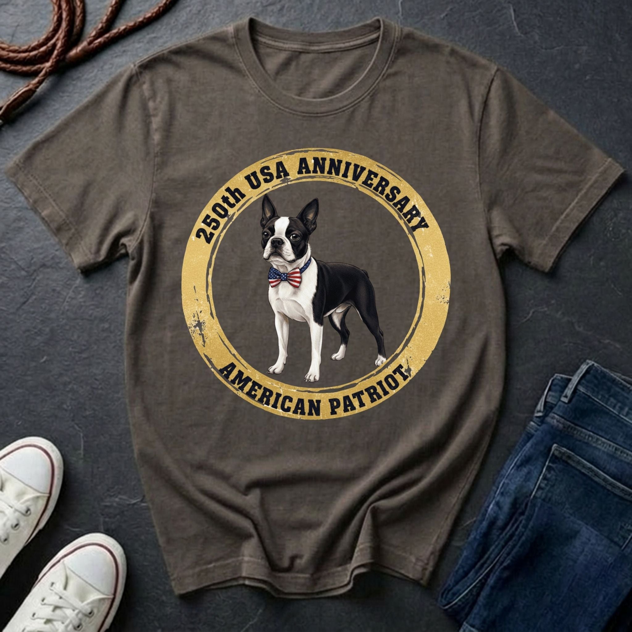 Boston Terrier American Patriot Shirt - 250th USA Anniversary Tee for Dog Lovers