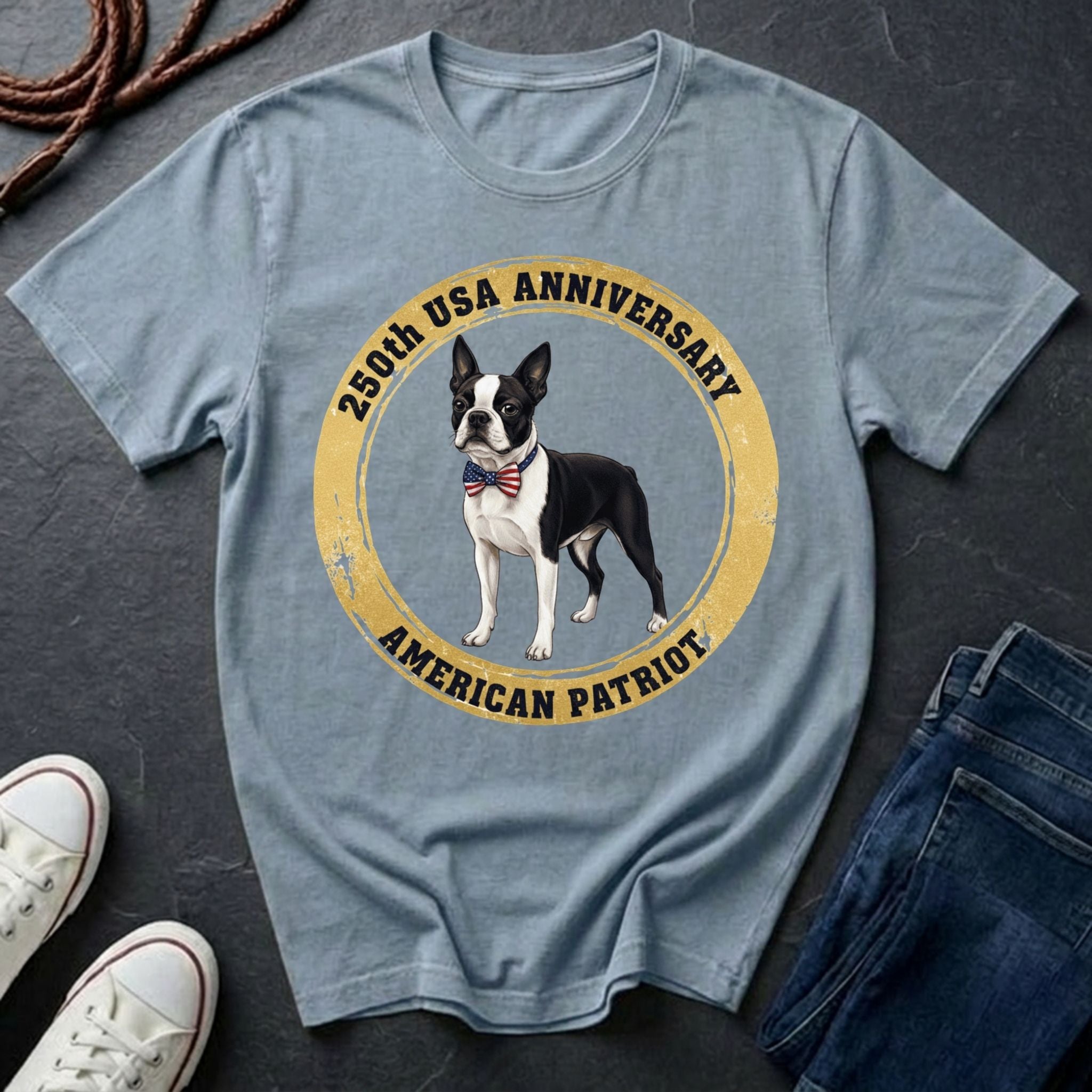 Boston Terrier American Patriot Shirt - 250th USA Anniversary Tee for Dog Lovers