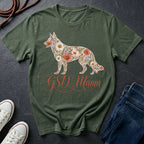 GSD Mama Floral T-Shirt | German Shepherd Mom Shirt | Boho Wildflower GSD Tee | Gift for German Shepherd Owner