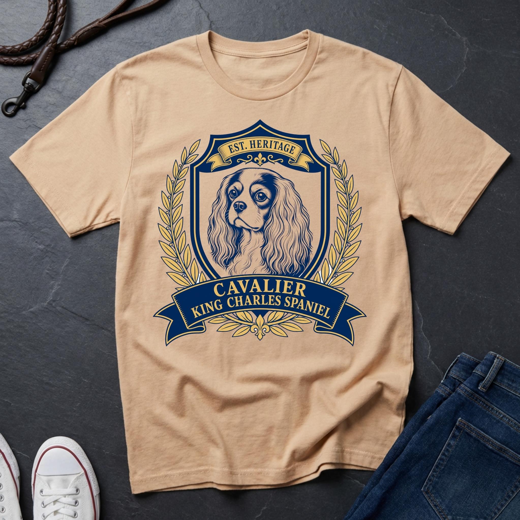 Cavalier King Charles Spaniel Heritage Badge T-Shirt | Vintage Crest Dog Breed Tee | Comfort Colors 1717
