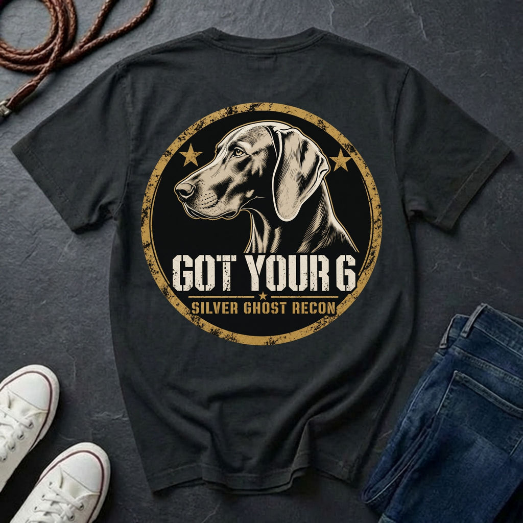 Weimaraner "Got Your 6" T-Shirt | Silver Ghost Recon | Funny Dog Breed Tee | Comfort Colors 1717