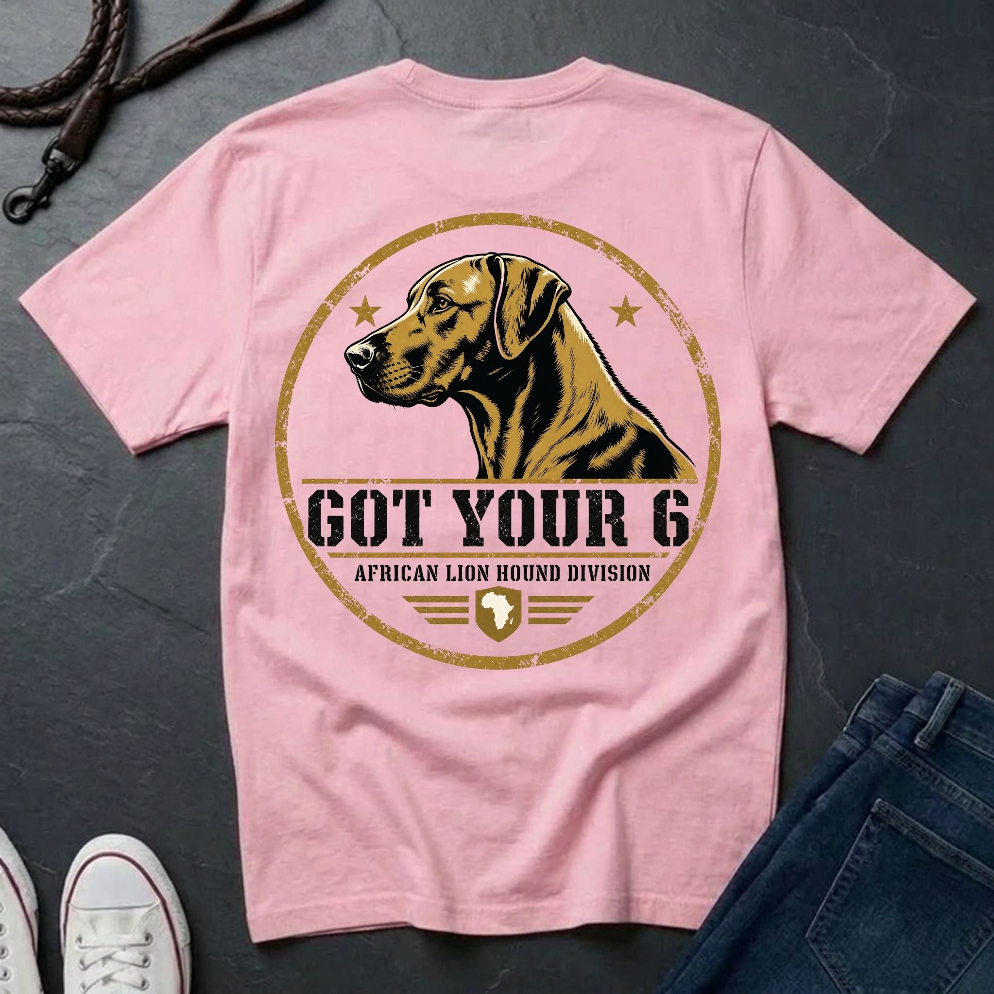 Rhodesian Ridgeback "Got Your 6" T-Shirt | African Lion Hound Division | Funny Dog Breed Tee | Comfort Colors 1717