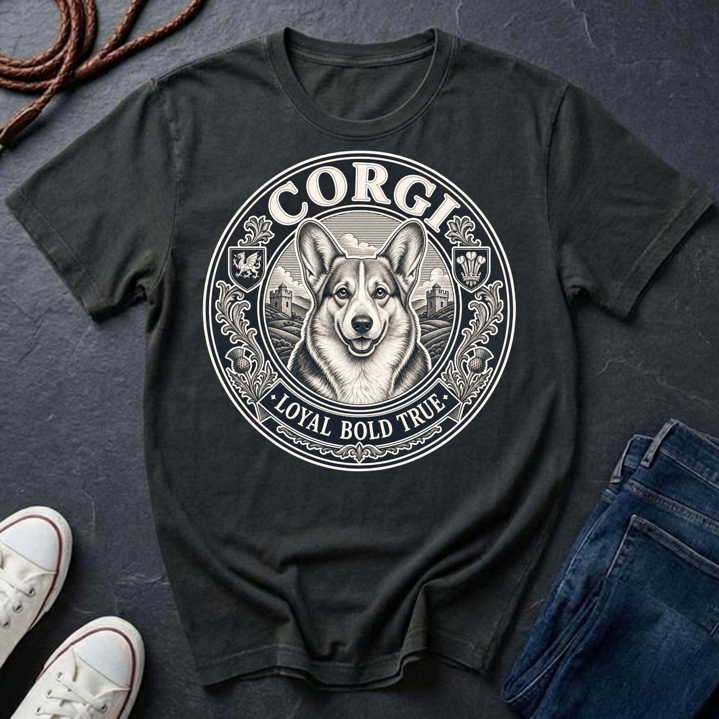 Corgi Heritage Badge Shirt — Loyal Bold True Dog Breed Tee — Comfort Colors 1717