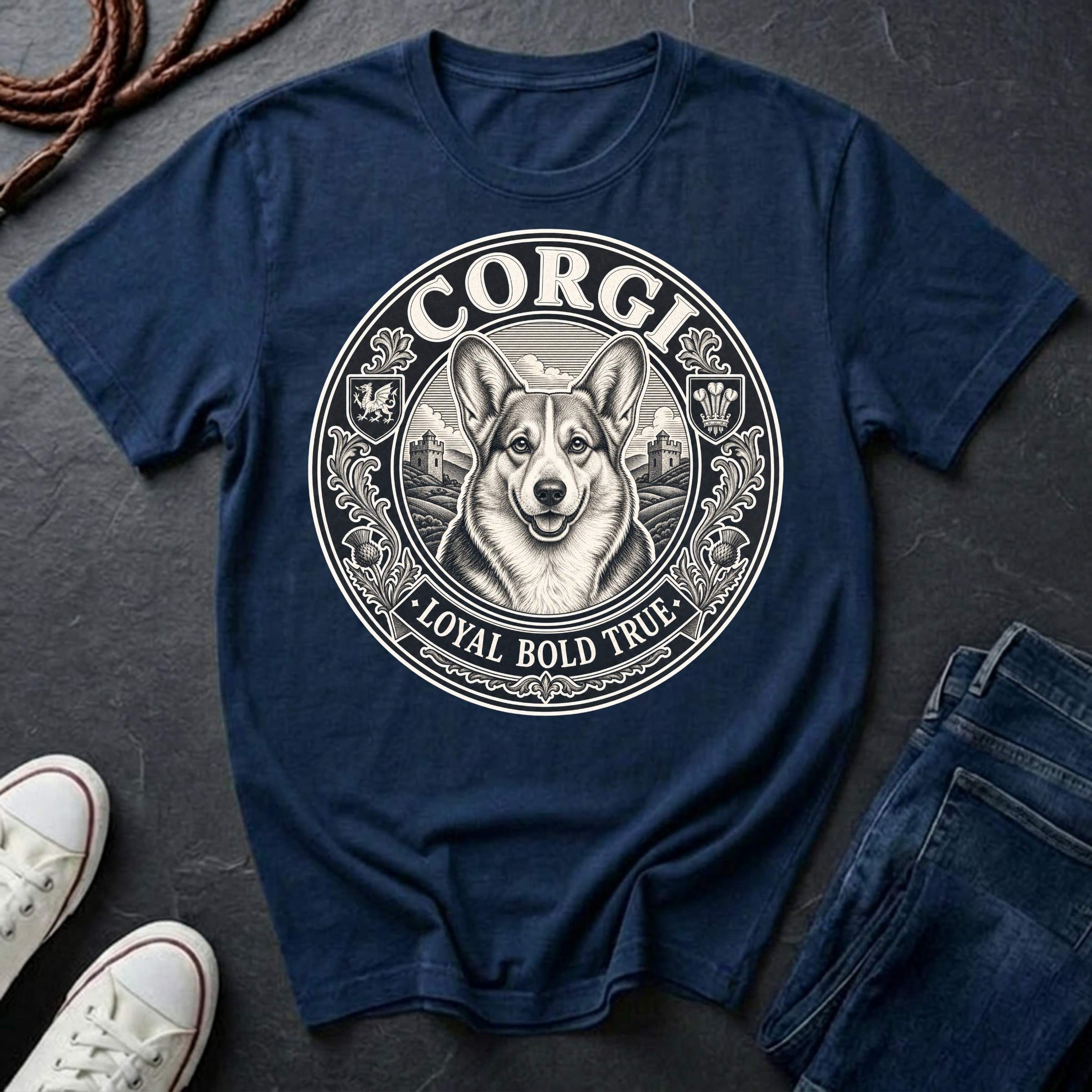Corgi Heritage Badge Shirt — Loyal Bold True Dog Breed Tee — Comfort Colors 1717