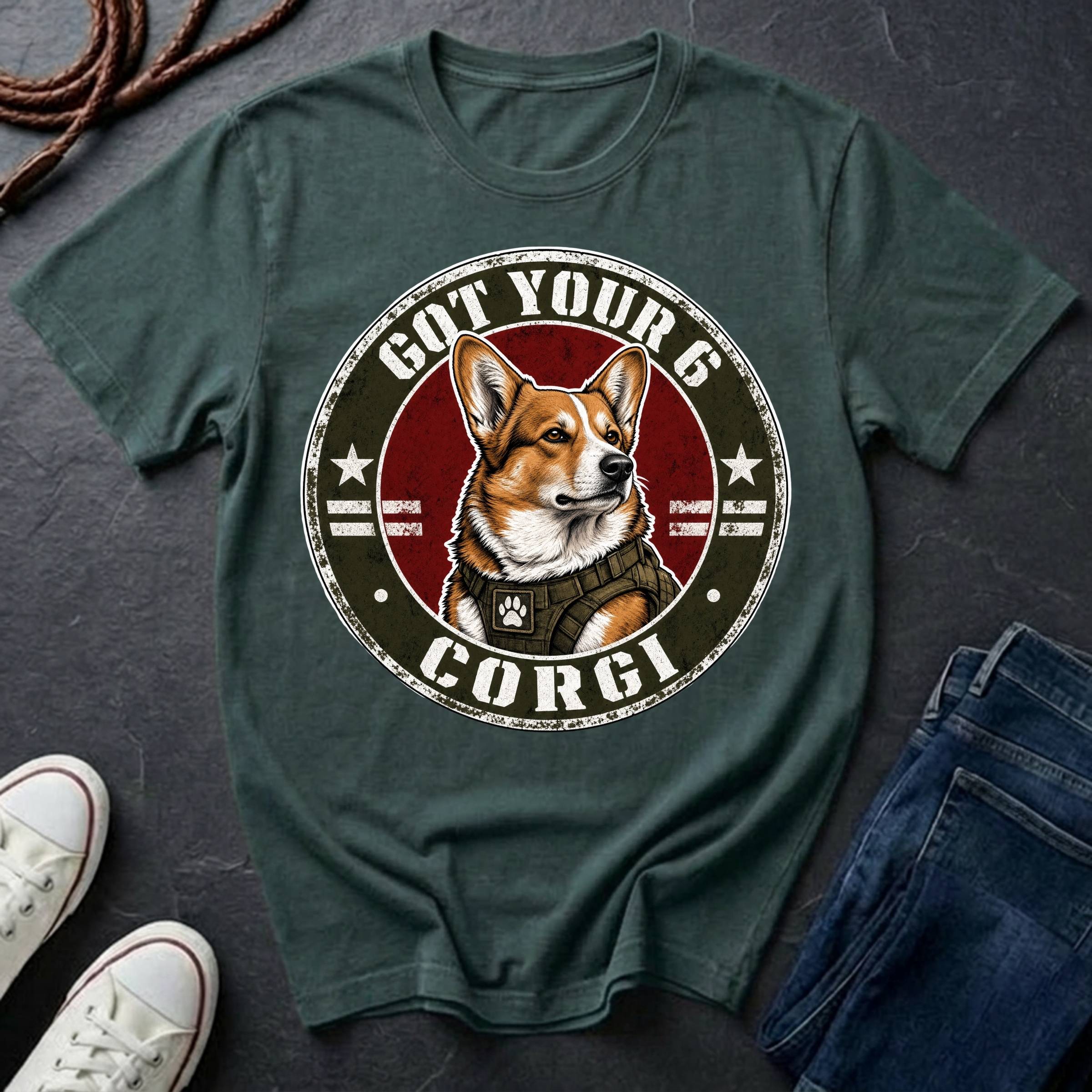 Corgi "Got Your 6" Shirt — Loyal Guard Dog Tee — Comfort Colors 1717