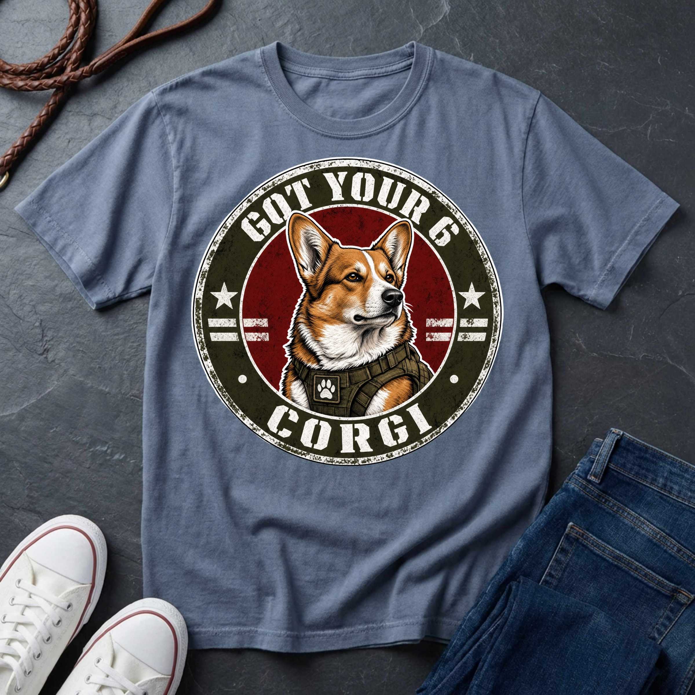 Corgi "Got Your 6" Shirt — Loyal Guard Dog Tee — Comfort Colors 1717