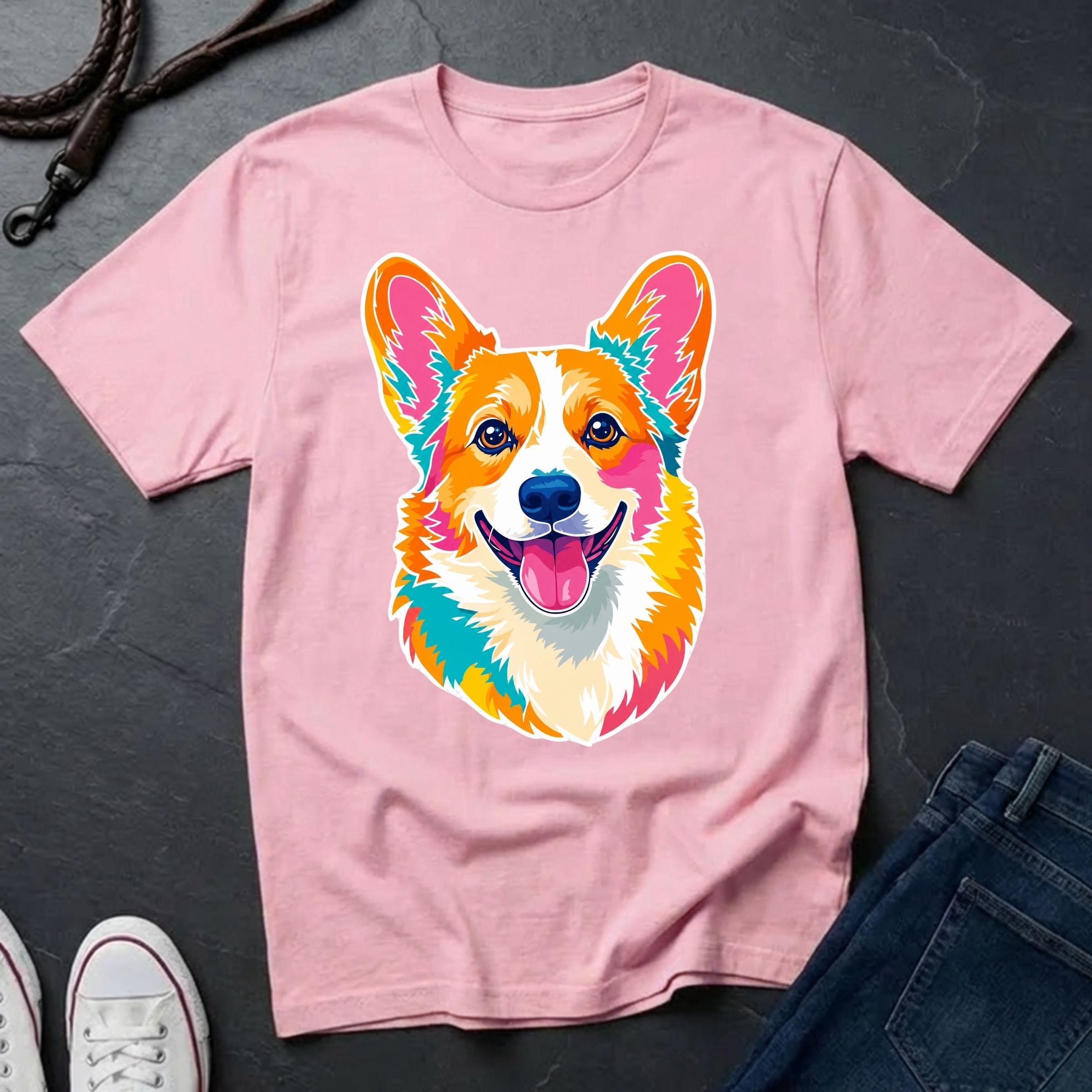 Corgi Graphic Pop Art Shirt — Bold Colorful Dog Portrait Tee — Comfort Colors 1717