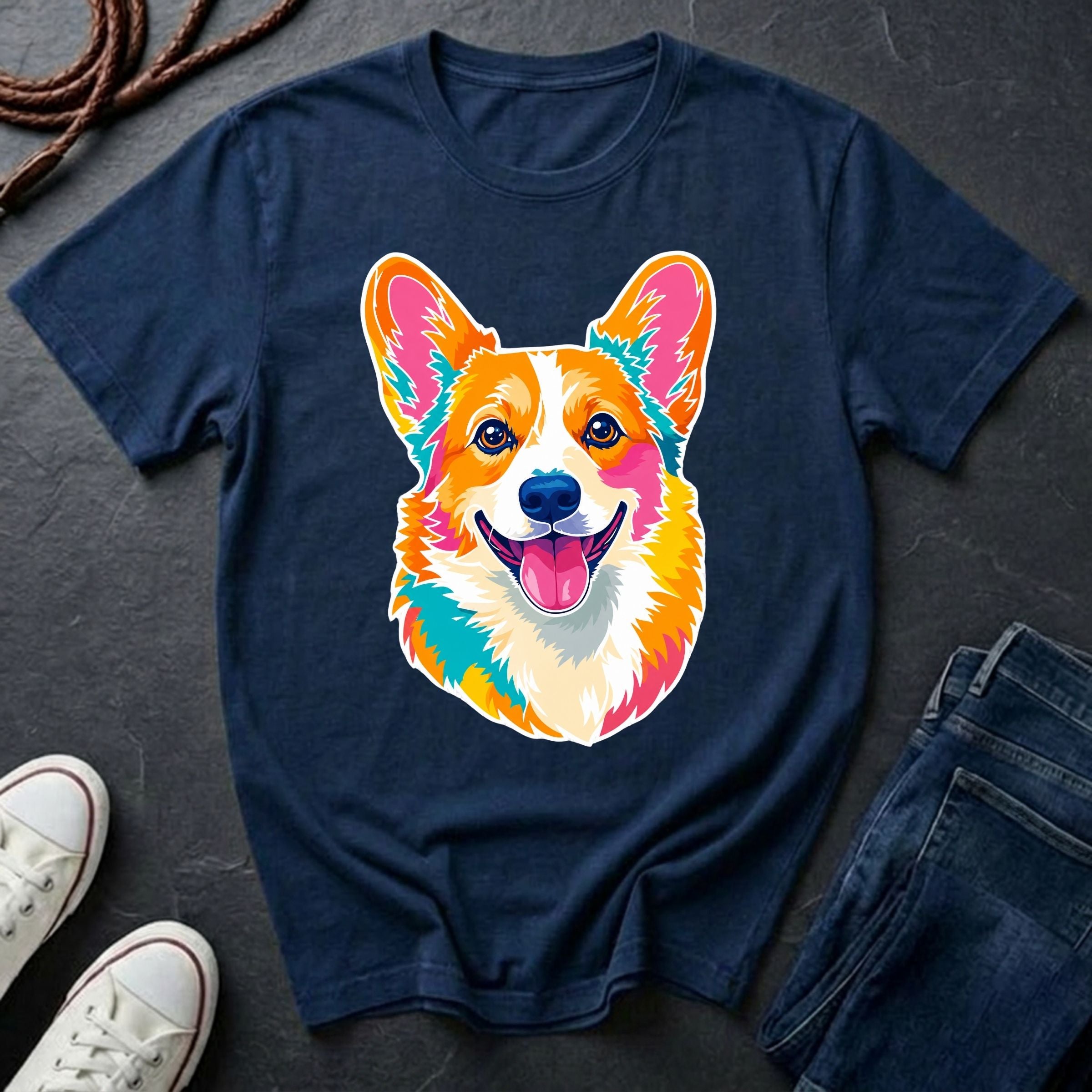 Corgi Graphic Pop Art Shirt — Bold Colorful Dog Portrait Tee — Comfort Colors 1717