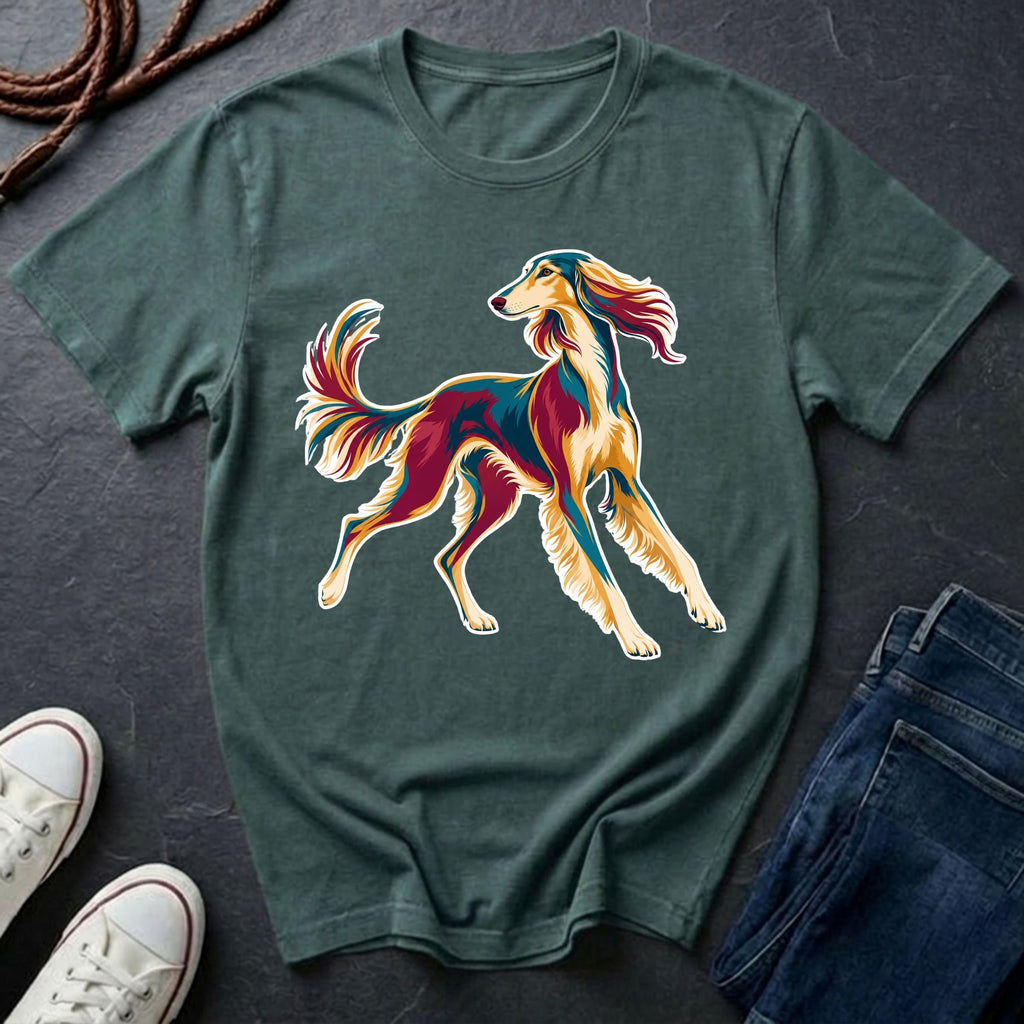 Saluki Graphic Pop Art Shirt — Bold Colorful Sighthound Tee — Comfort Colors 1717