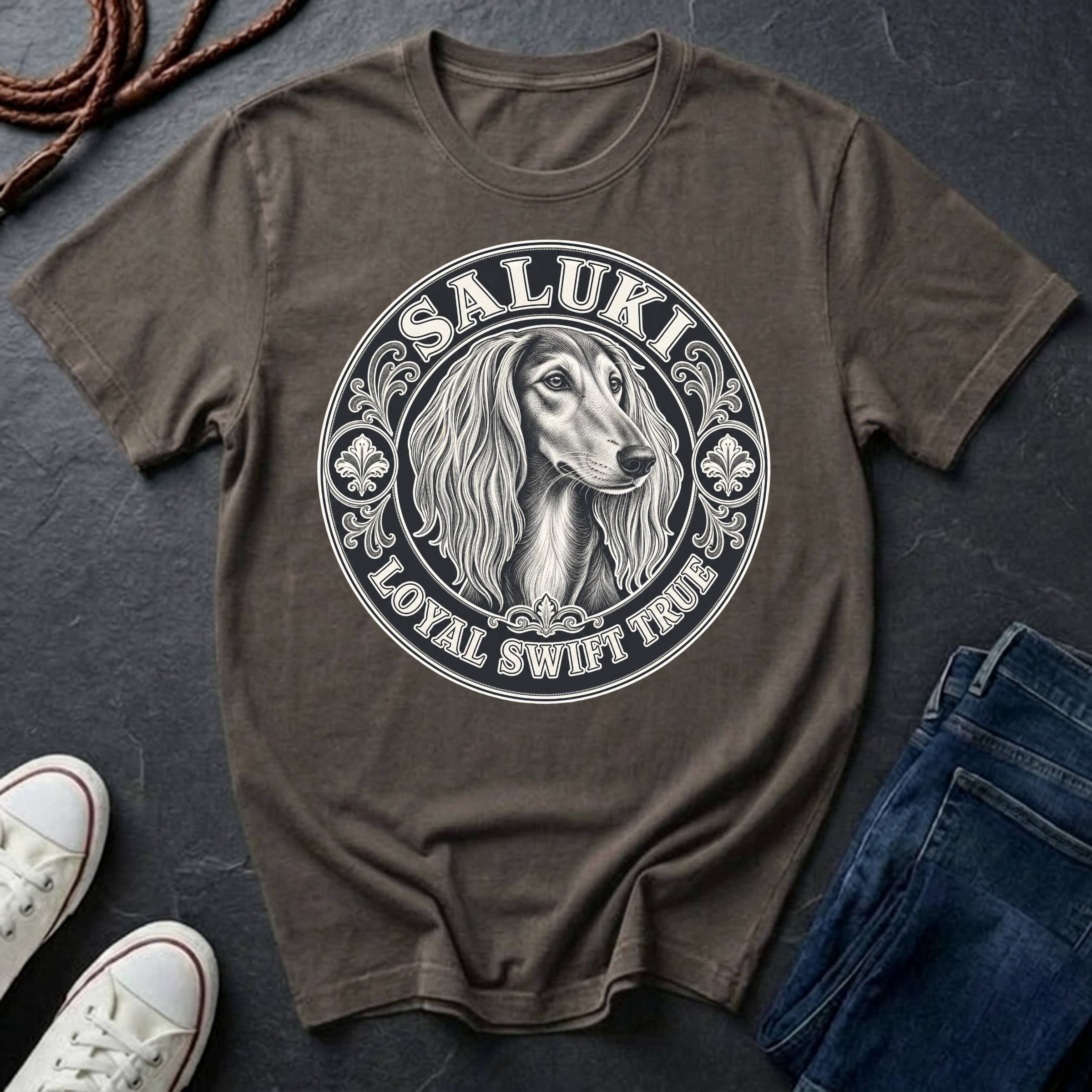 Saluki Heritage Badge Shirt — Loyal Swift True Dog Breed Tee — Comfort Colors 1717