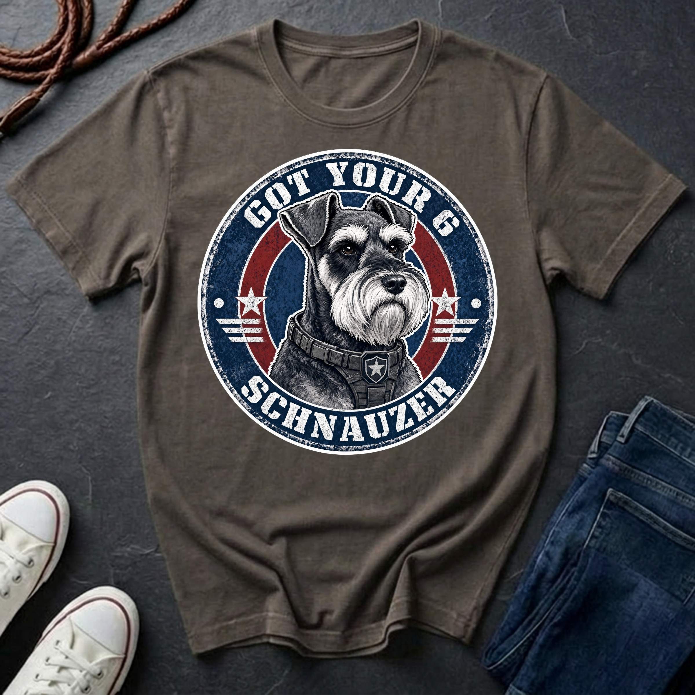 Miniature Schnauzer "Got Your 6" Shirt — Loyal Guardian Tee — Comfort Colors 1717