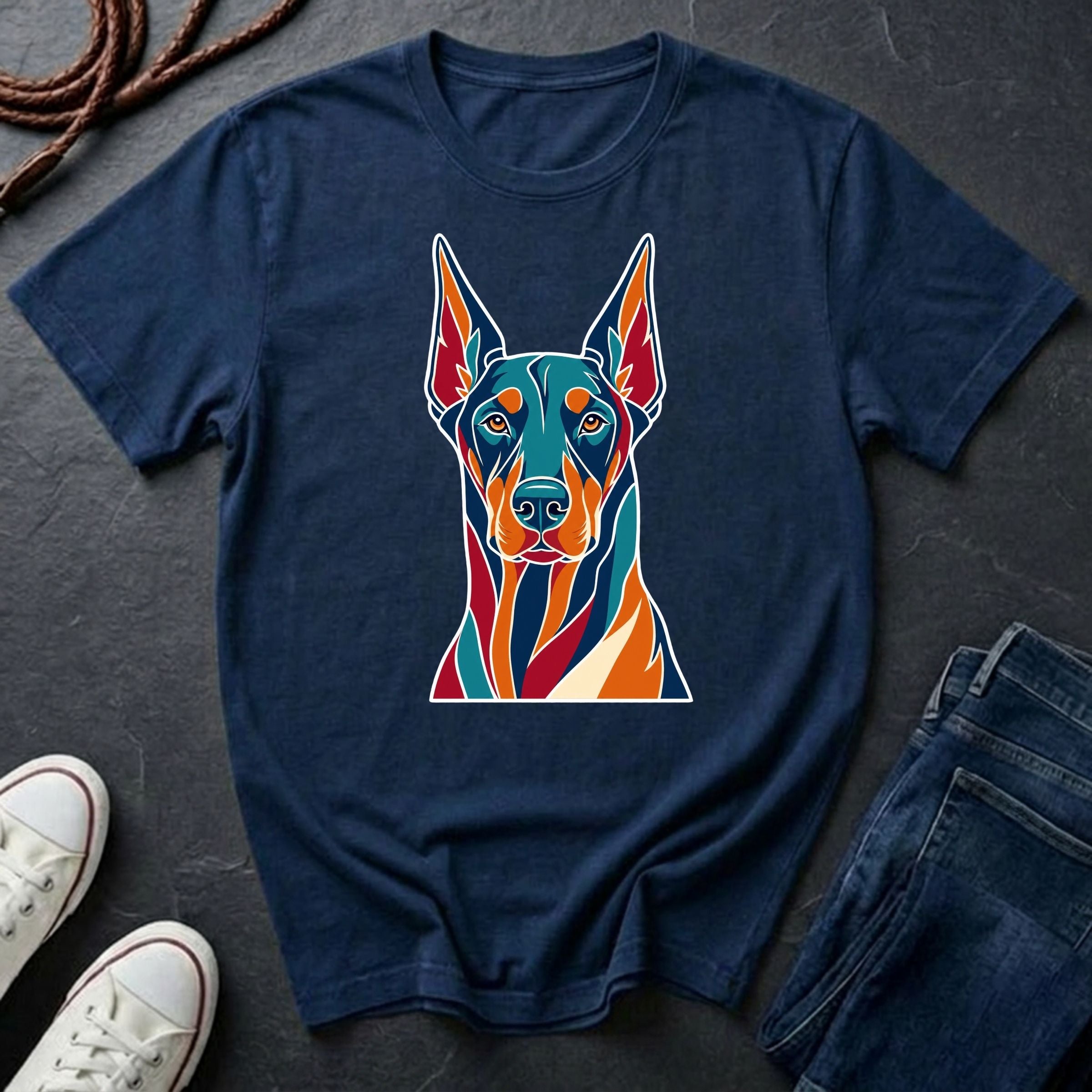 Doberman Graphic Pop Art Shirt — Bold Colorful Dog Portrait Tee — Comfort Colors 1717
