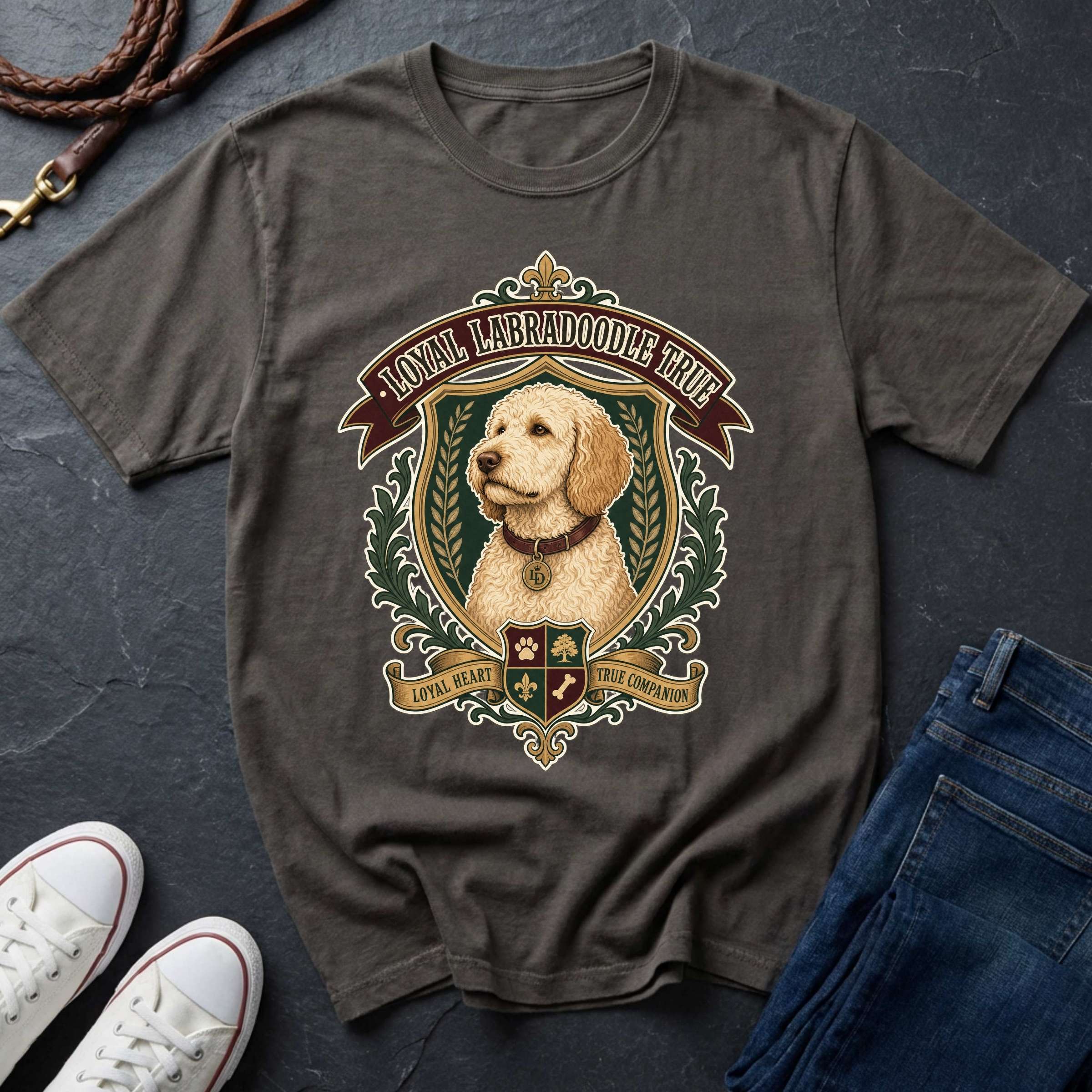 Labradoodle Heritage Badge Shirt — Loyal Bold True — Comfort Colors 1717