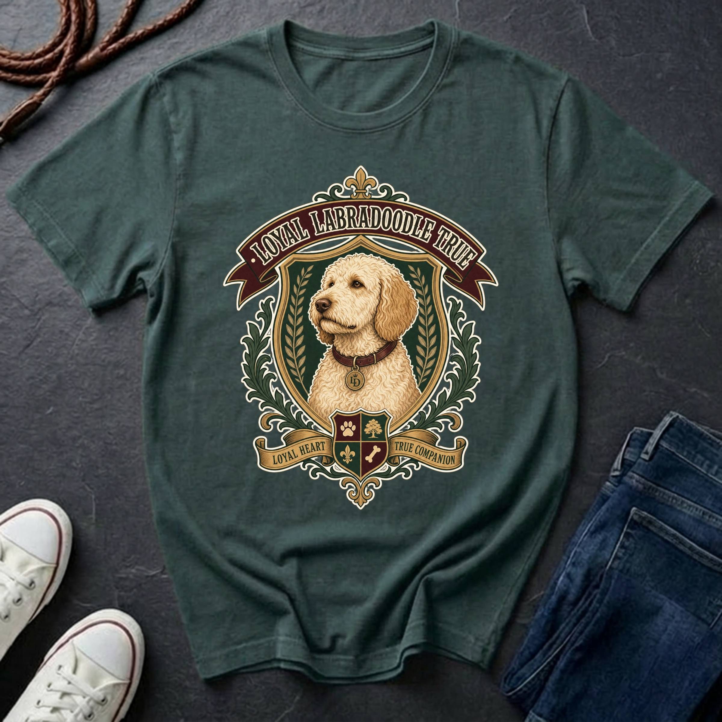Labradoodle Heritage Badge Shirt — Loyal Bold True — Comfort Colors 1717